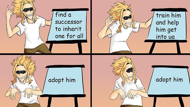 dank meme about all might adopts deku - find a successor to inherit one for all train him and help him get into ua adopt him adopt him