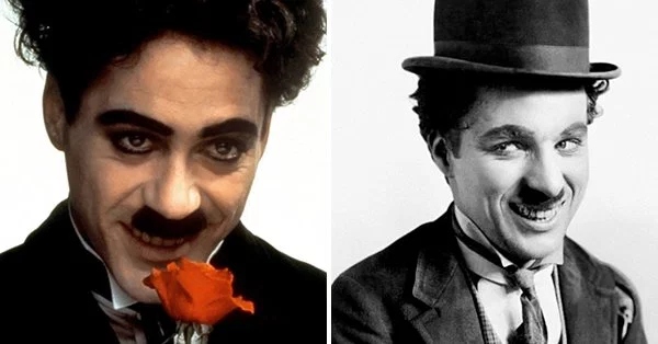Robert Downey Jr. playing Charlie Chaplin
