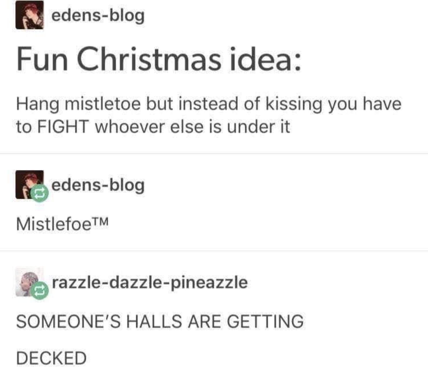 diagram - edensblog Fun Christmas idea Hang mistletoe but instead of kissing you have to Fight whoever else is under it edensblog MistlefoeTM razzledazzlepineazzle Someone'S Halls Are Getting Decked