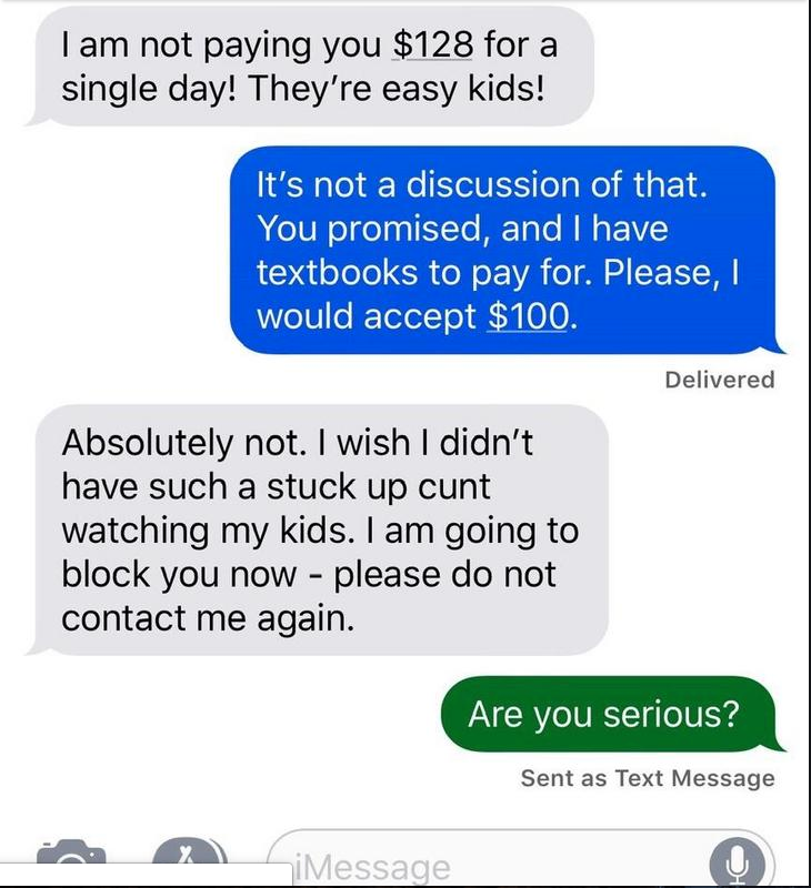 Crazy Lady Tries To Pay Her Babysitter In Ice Cream