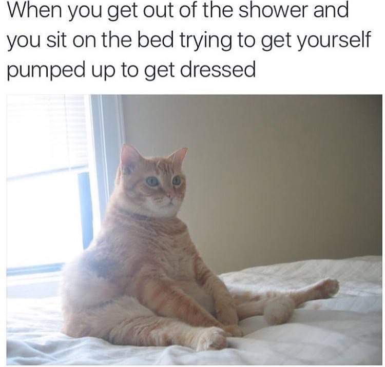 funny pregnancy memes - When you get out of the shower and you sit on the bed trying to get yourself pumped up to get dressed