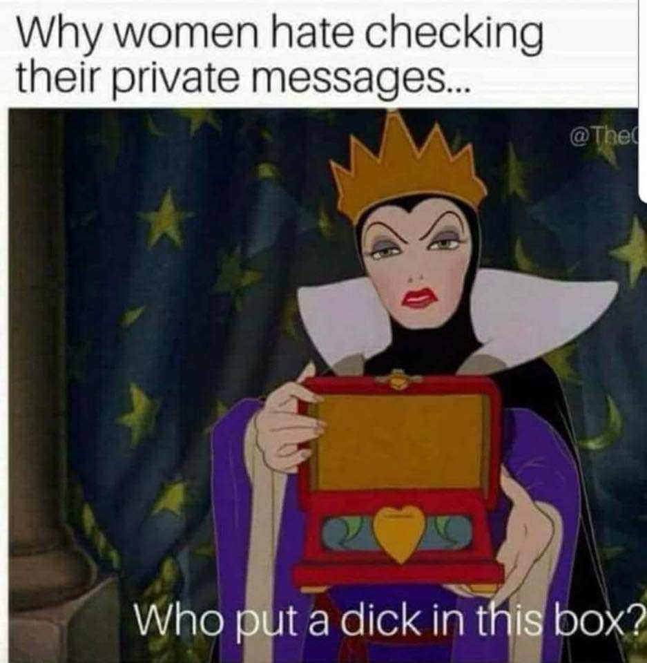 meme women hate checking their private messages meme - Why women hate checking their private messages... Who put a dick in this box?