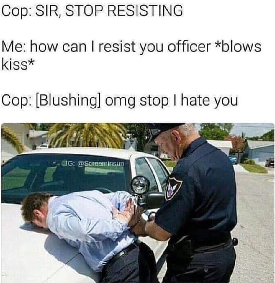 duties of a police officer - Cop Sir, Stop Resisting Me how can I resist you officer blows kiss Cop Blushing omg stop I hate you Jg