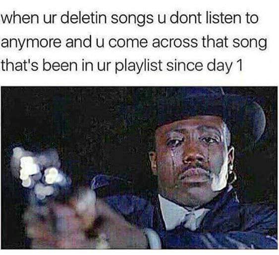 meme music memes - when ur deletin songs u dont listen to anymore and u come across that song that's been in ur playlist since day 1