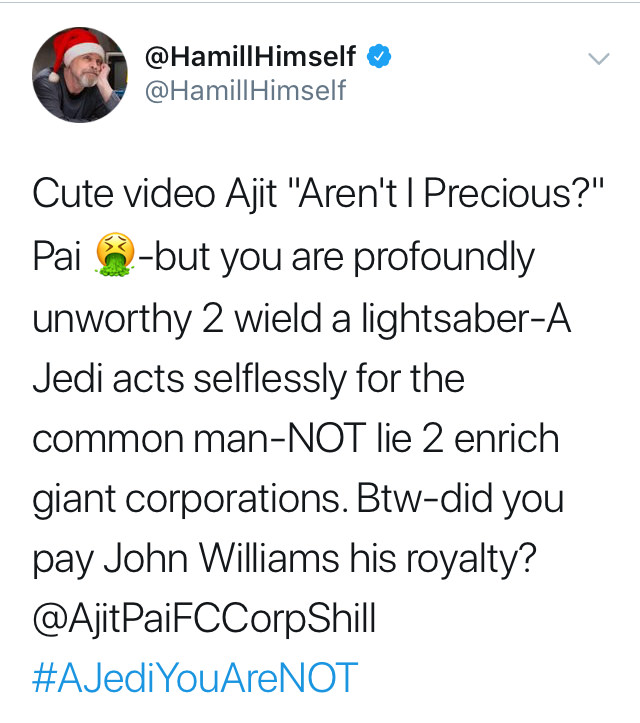 Kylie Jenner - Himself Himself Cute video Ajit "Aren't 1 Precious?" Pai 2but you are profoundly unworthy 2 wield a lightsaberA Jedi acts selflessly for the common manNot lie 2 enrich giant corporations. Btwdid you pay John Williams his royalty?
