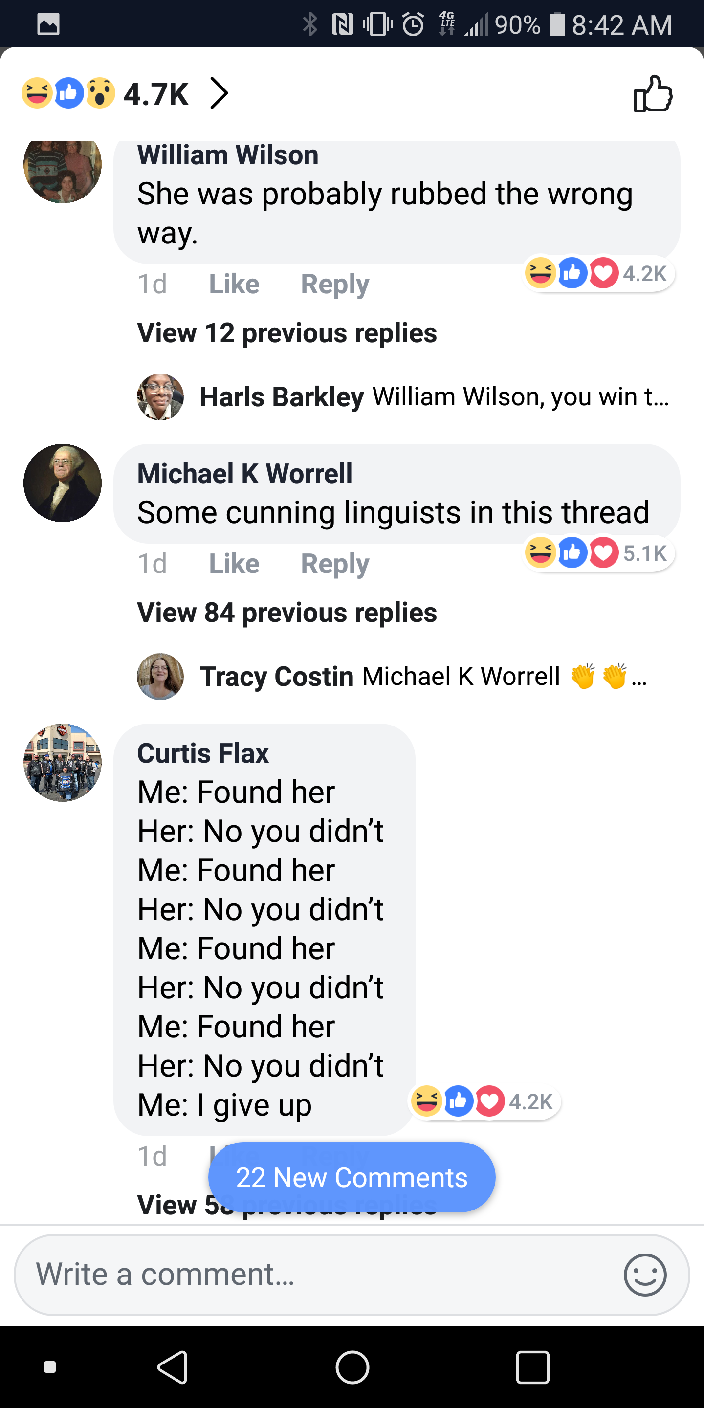 android messenger lite - 008 90% O > William Wilson She was probably rubbed the wrong way. 1d View 12 previous replies Harls Barkley William Wilson, you win ... Michael K Worrell Some cunning linguists in this thread 1d Oosik View 84 previous replies Trac