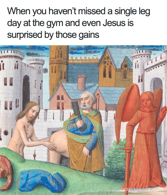 weird medieval art - When you haven't missed a single leg day at the gym and even Jesus is surprised by those gains Buttel I Iii boredpanda.com