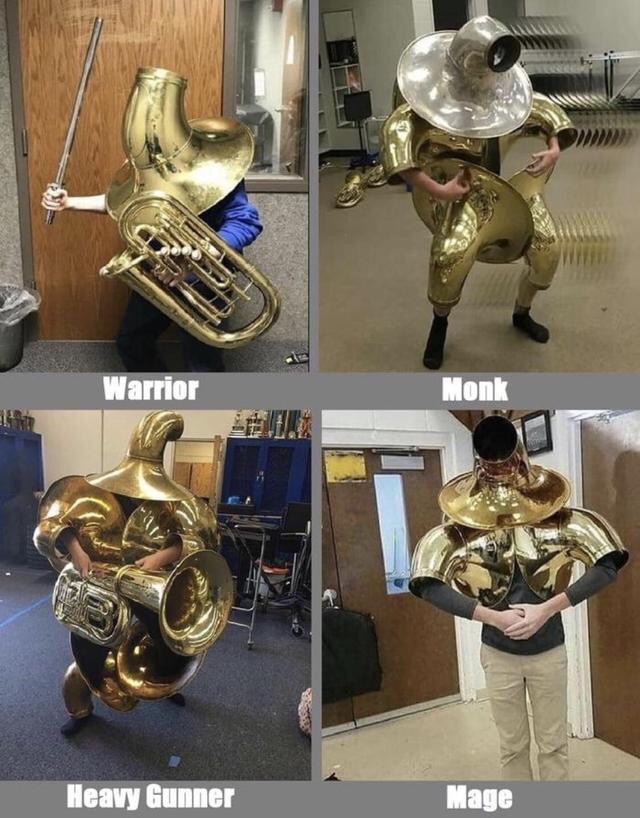 choose your class meme instruments - Warrior Monk Heavy Gunner Mage