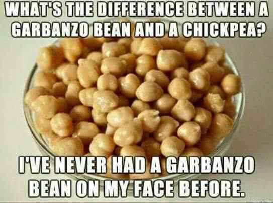 what's the difference between a chickpea - What'S The Difference Between A Garbanzo Bean And A Chickpea? I'Ve Never Had A Garbanzo Bean On My Face Before.