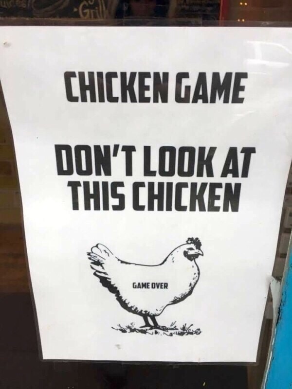 label - Chicken Game Don'T Look At This Chicken Game Over