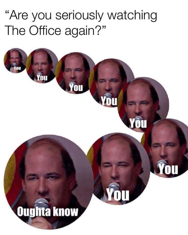you seriously watching the office again meme - Are you seriously watching The Office again?" eeee You You You You You You Oughta know