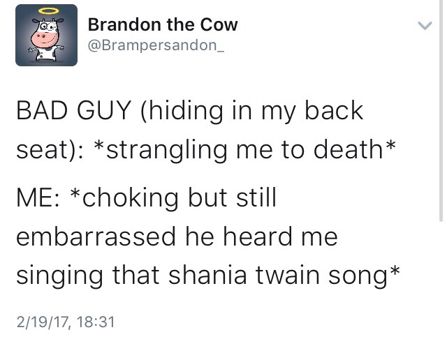 ben shapiro im gonna suck you off - Brandon the Cow Bad Guy hiding in my back seat strangling me to death Me choking but still embarrassed he heard me singing that shania twain song 21917,