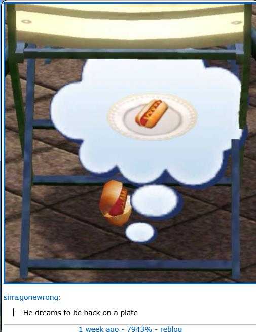 funny sims - simsgonewrong He dreams to be back on a plate 1 week ago 7943% reblog