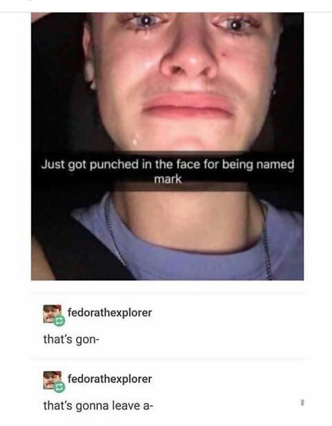 memes - thats gonna leave a mark - Just got punched in the face for being named, mark fedorathexplorer that's gon fedorathexplorer that's gonna leave a