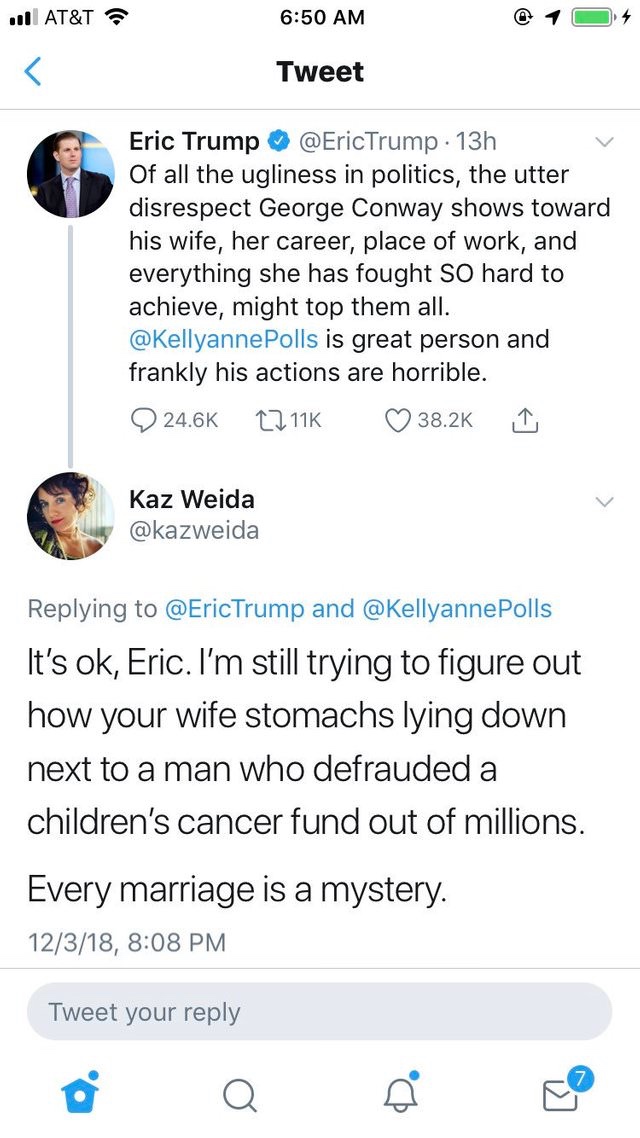 tweet about Eric Trump's marriage