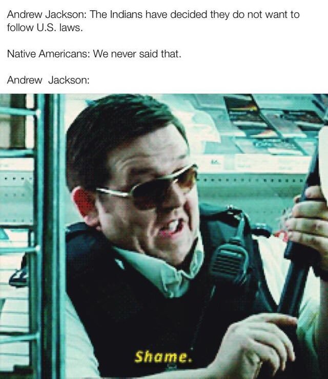 meme about Andrew Jackson killing native americans