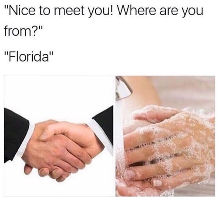 memes - you from florida meme - "Nice to meet you! Where are you from?" "Florida"