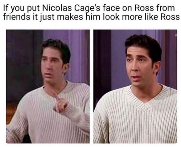 ross nicolas cage - If you put Nicolas Cage's face on Ross from friends it just makes him look more Ross
