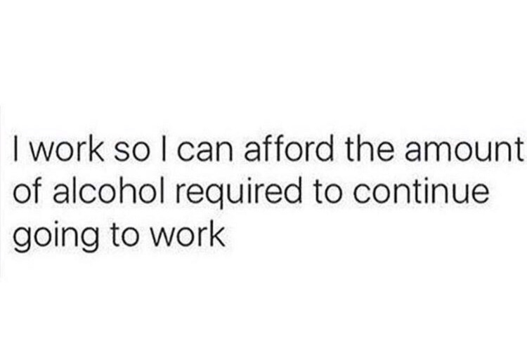 memes - couple goal quotes - I work so I can afford the amount of alcohol required to continue going to work