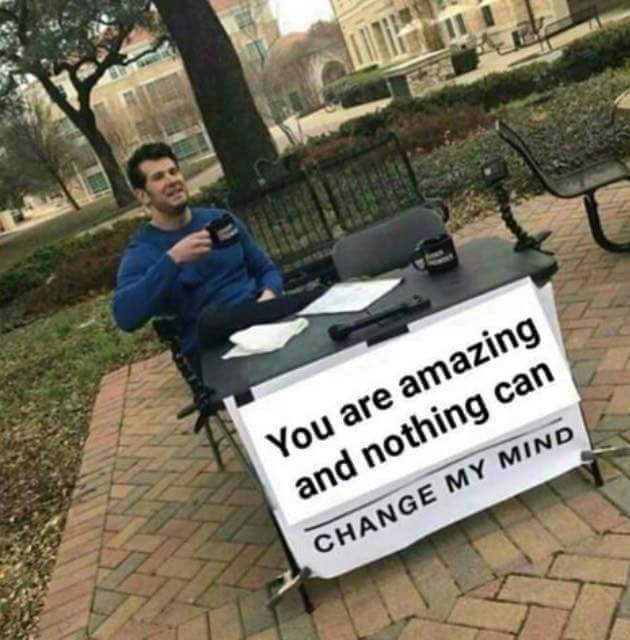 change my mind meme - You are amazing and nothing can Change My Mind