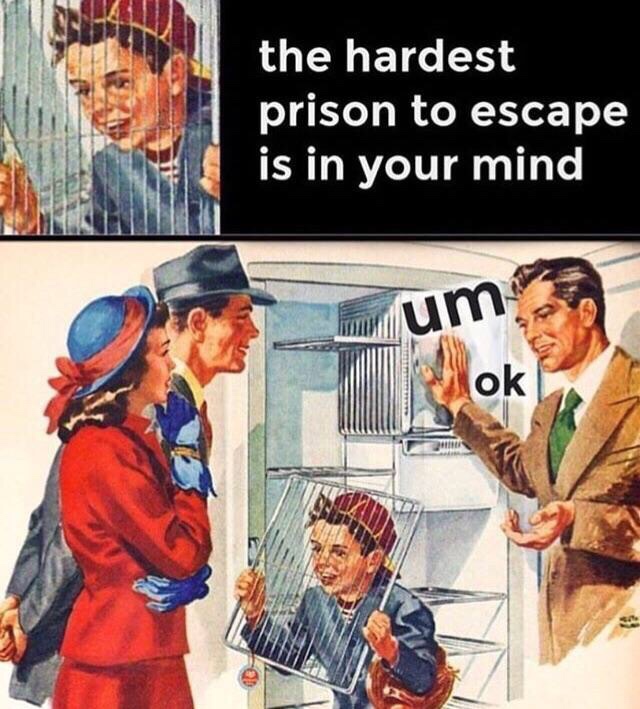 memes - left wing oppression - the hardest prison to escape is in your mind ok