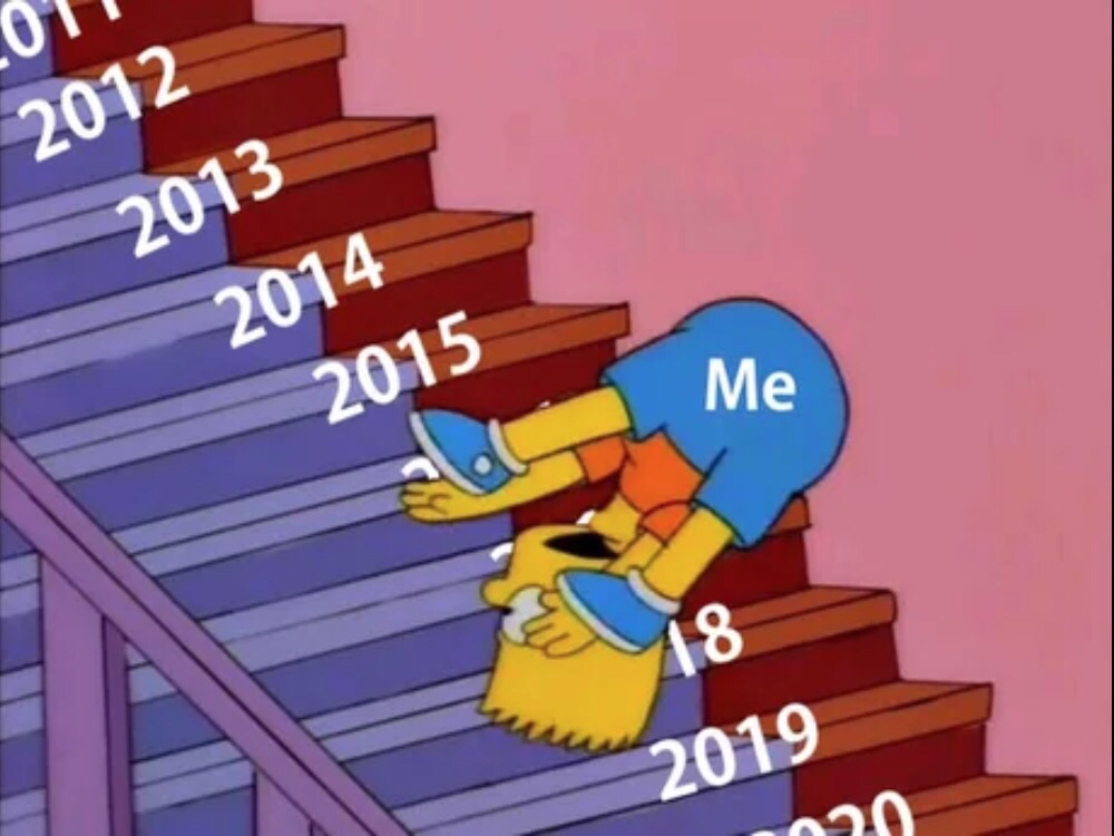 memes - 2012 memes vs 2019 memes - 011 2012 2013 2014 2015 Me 2019 90
