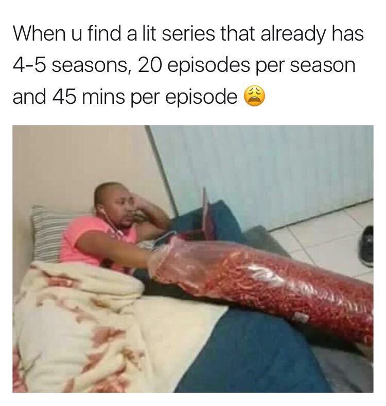 dank memes you find a tv series - When u find a lit series that already has 45 seasons, 20 episodes per season and 45 mins per episode