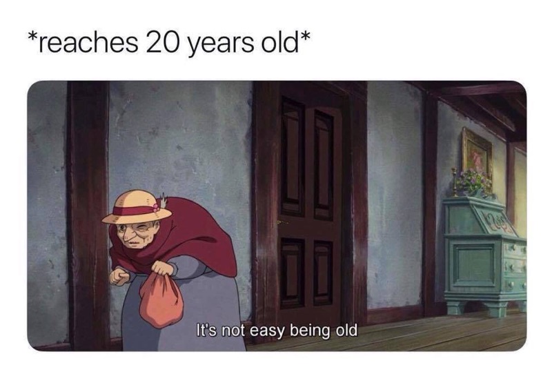 memes - it's not easy being old - reaches 20 years old It's not easy being old
