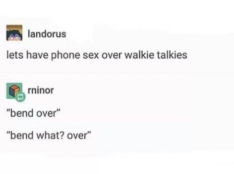 memes - document - landorus lets have phone sex over walkie talkies rninor "bend over" "bend what? over"