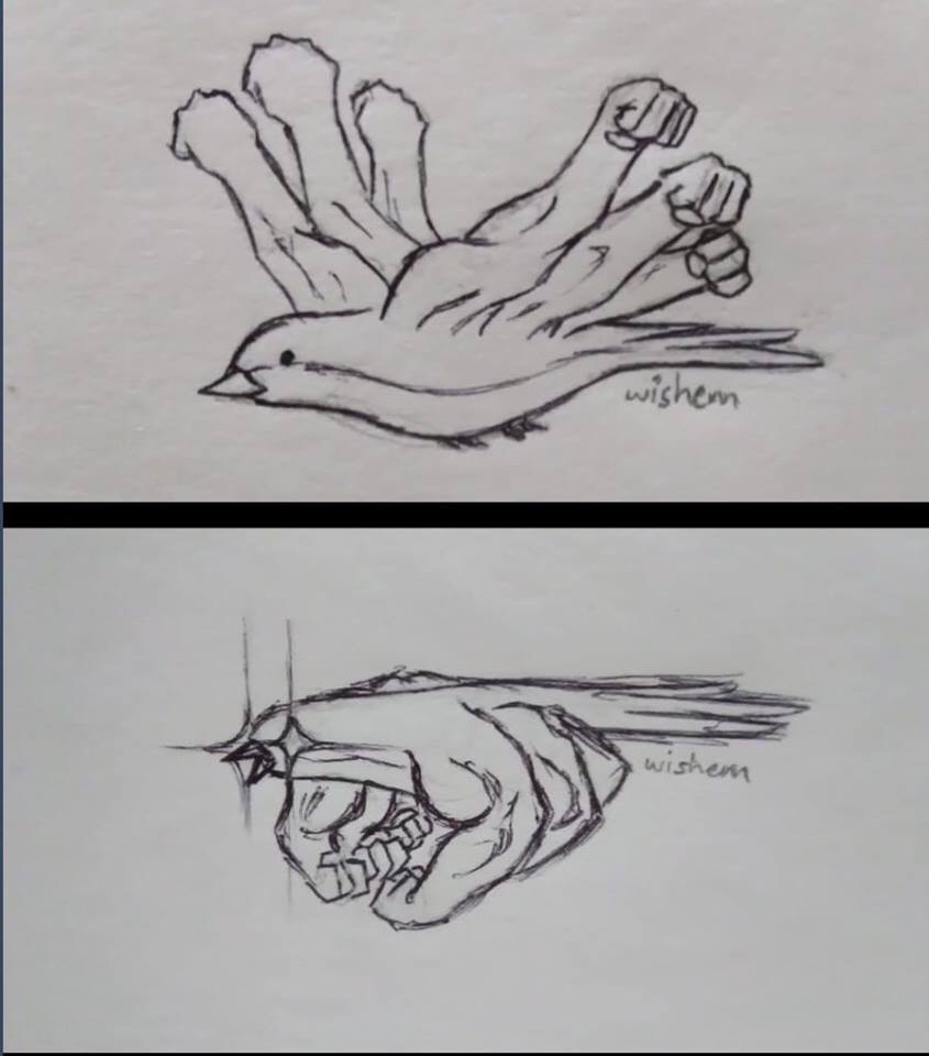 memes - bird with arms drawing - wishem wishem