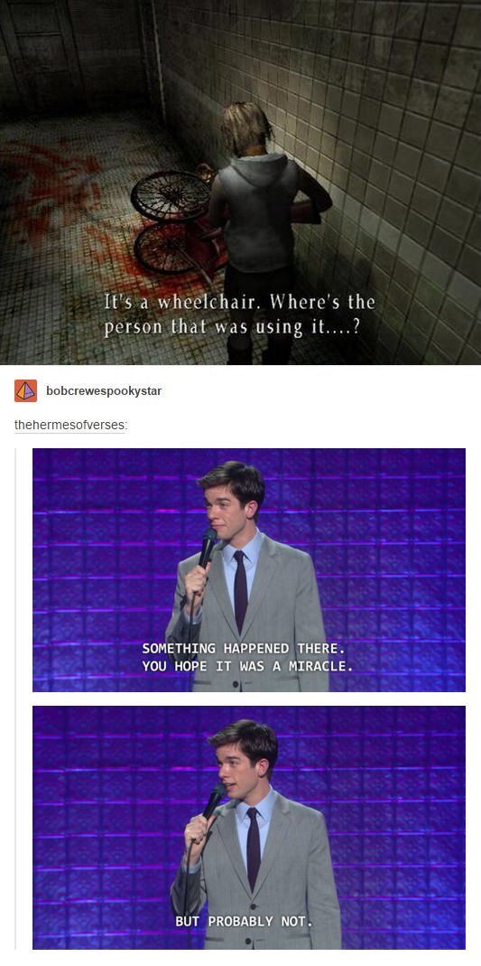 memes - john mulaney you hope it was a miracle - It's a wheelchair. Where's the person that was using it....? bobcrewespookystar thehermesofverses Something Happened There. You Hope It Was A Miracle. But Probably Not.