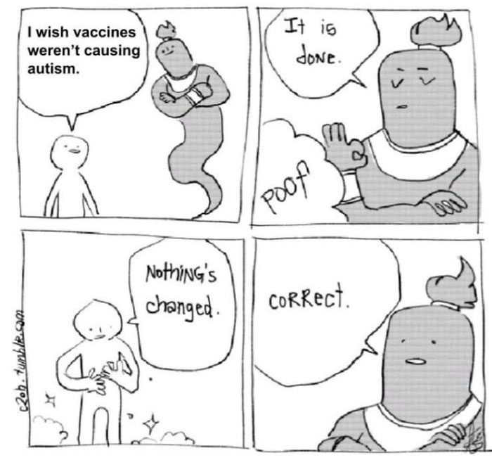 memes - anti vax memes - I wish vaccines weren't causing autism. It is done. Nothing's changed correct. con.tumblr.com