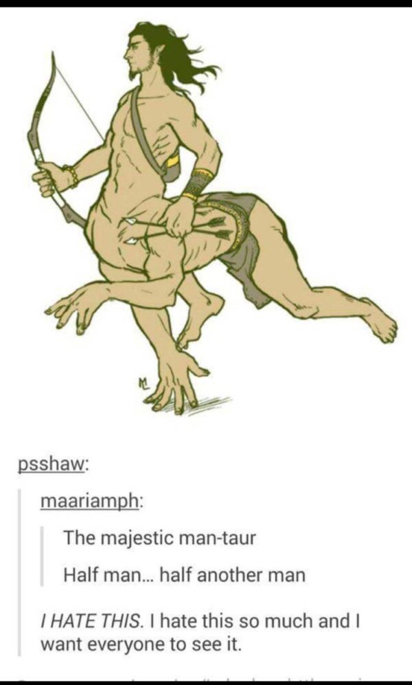 mantaur half man half another man - psshaw maariamph The majestic mantaur Half man... half another man I Hate This. I hate this so much and I want everyone to see it.