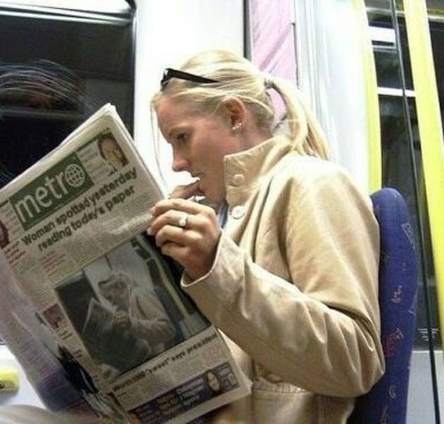 woman spotted yesterday reading today's paper - metro Woman spotted yesterday reading todaya papar