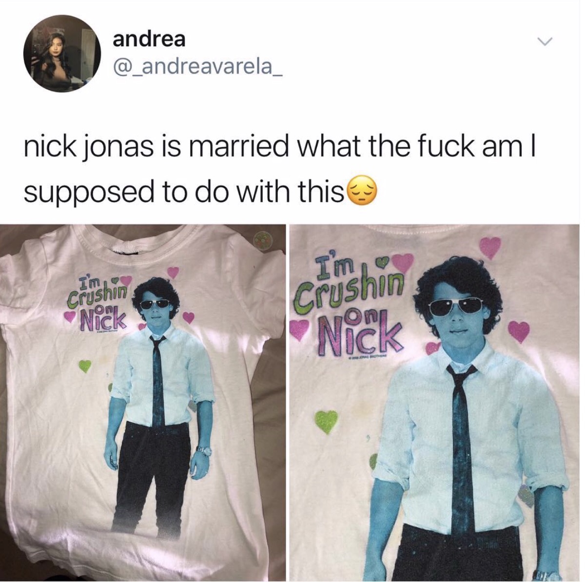 memes - meme t shirt - andrea nick jonas is married what the fuck am || supposed to do with this