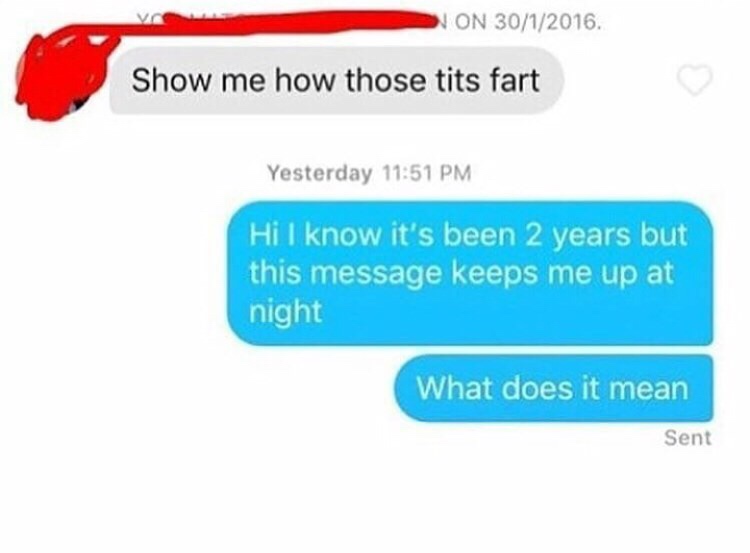 meme diagram - On 3012016. Show me how those tits fart Yesterday Hi I know it's been 2 years but this message keeps me up at night What does it mean Sent