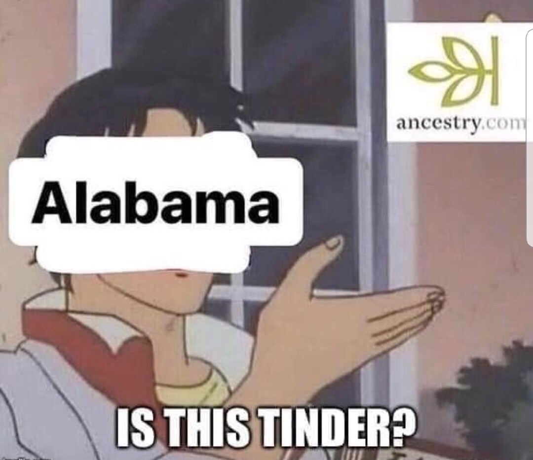 meme - ancestory com meme - ancestry.com Alabama Is This Tinder?