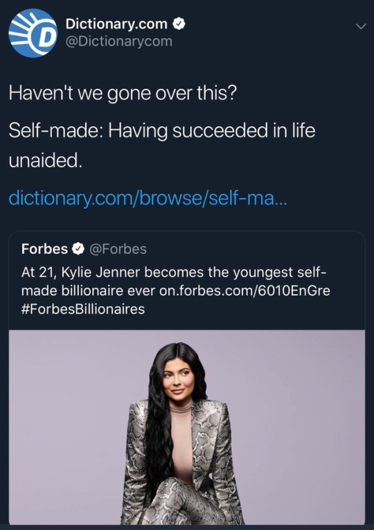 presentation - Dictionary.com Haven't we gone over this? Selfmade Having succeeded in life unaided. dictionary.combrowseselfma... Forbes At 21, Kylie Jenner becomes the youngest self made billionaire ever on.forbes.com6010EnGre
