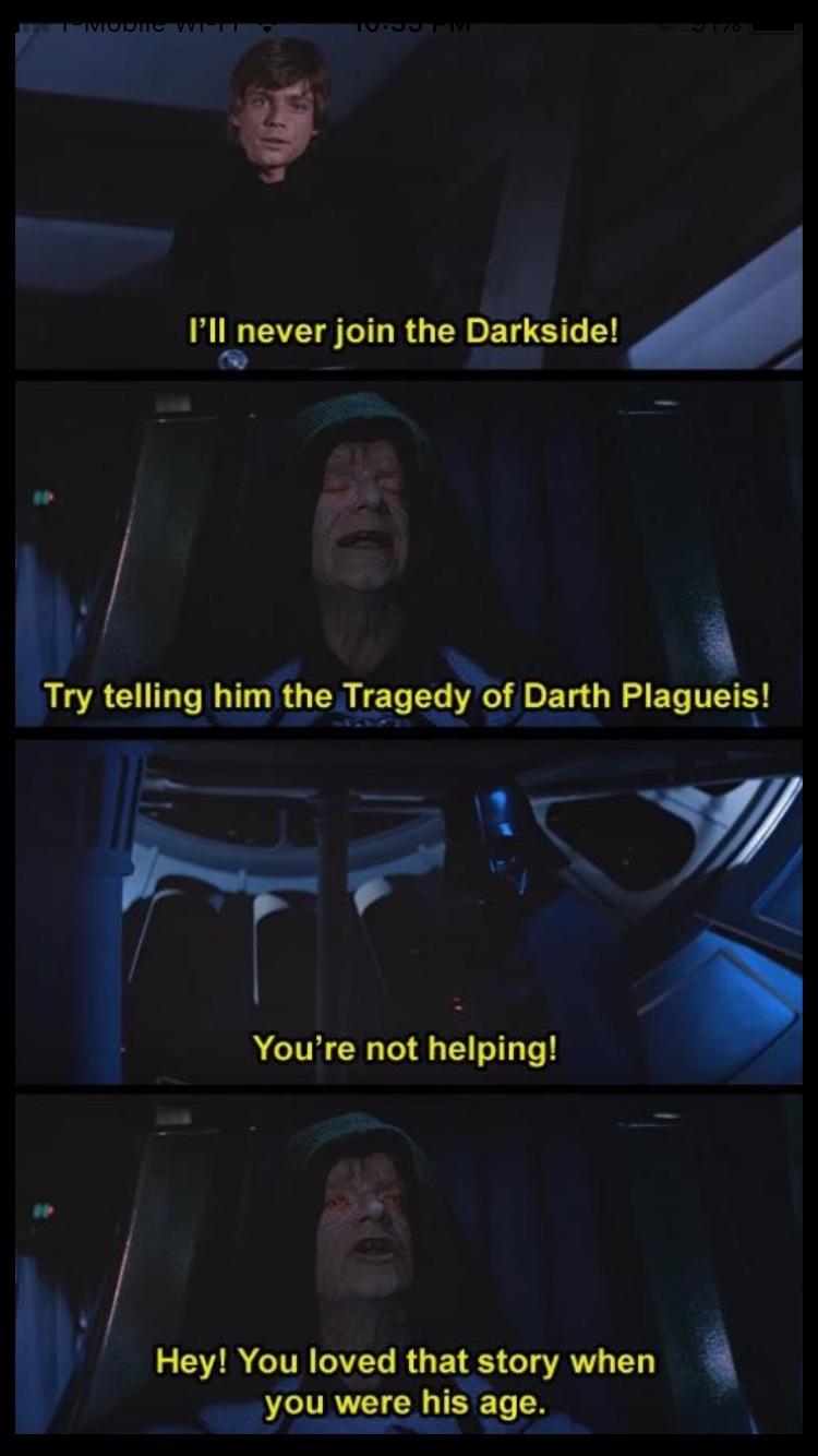 Star Wars meme about the Tragedy of Darth Plagueis