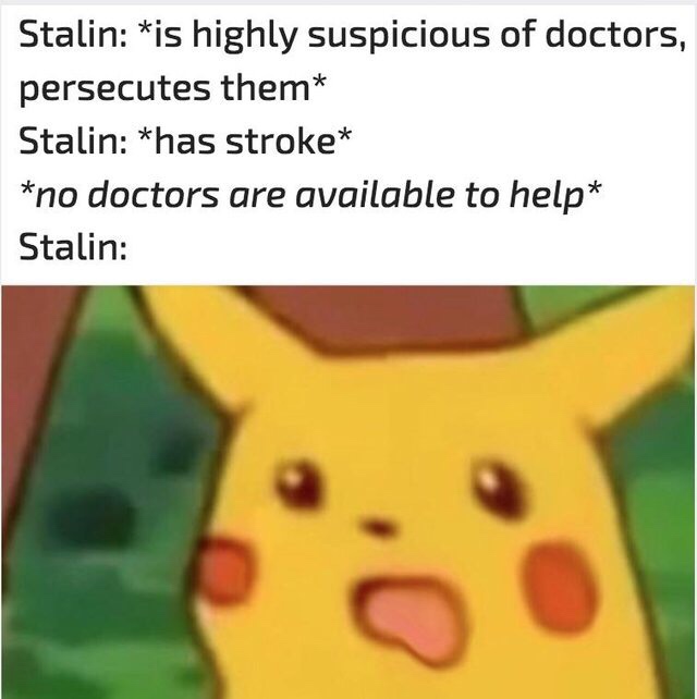 girlfriend memes 2019 - Stalin is highly suspicious of doctors, persecutes them Stalin has stroke no doctors are available to help Stalin