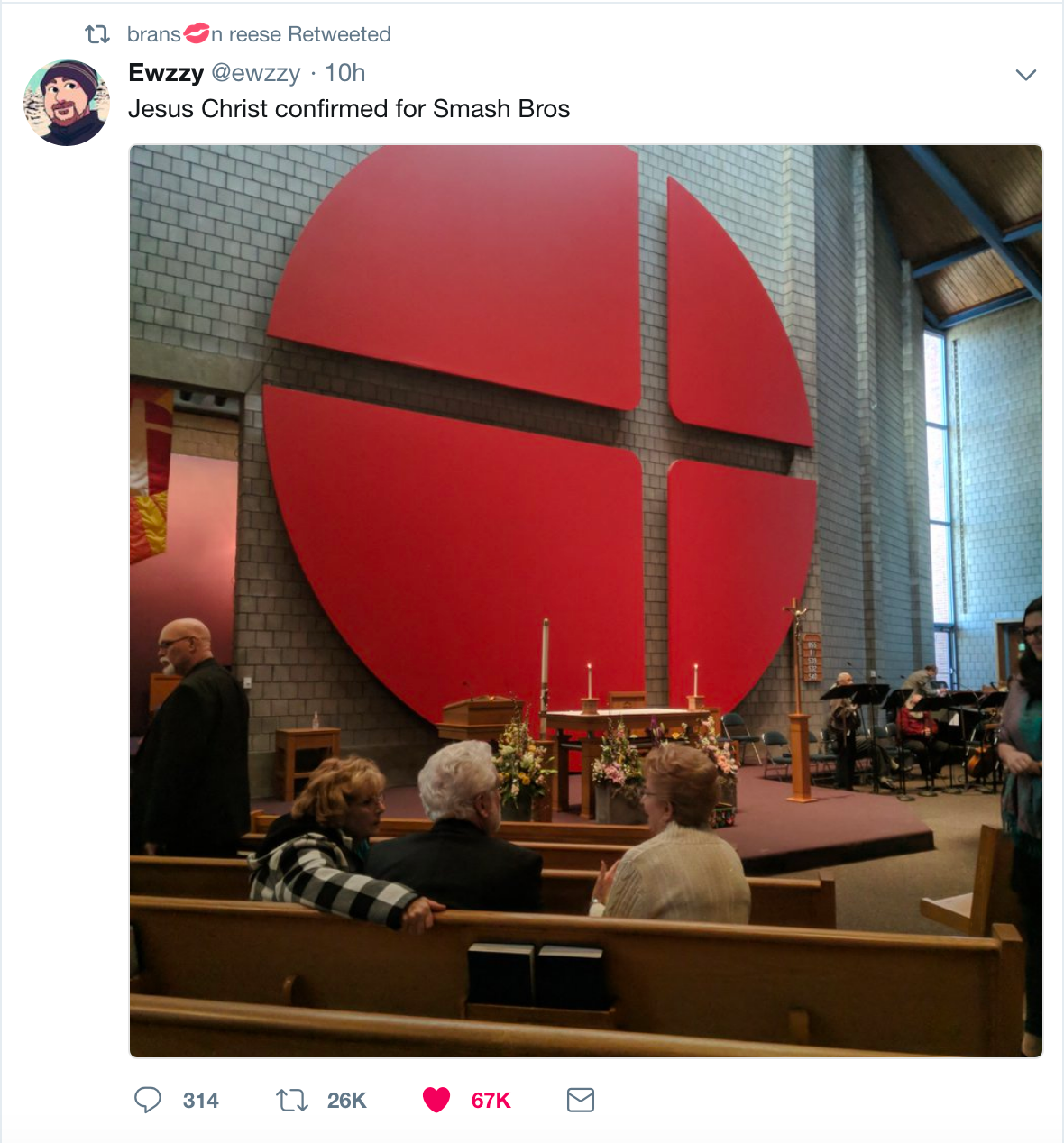 funny meme about jesus confirmed for smash - 1 branson reese Retweeted Ewzzy Cewzzy 10h Jesus Christ confirmed for Smash Bros 314 67%