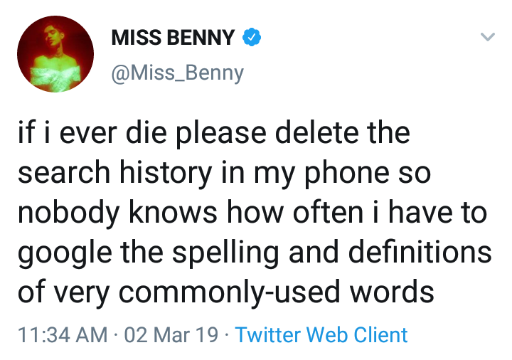 funny meme about point - Miss Benny if i ever die please delete the search history in my phone so nobody knows how often i have to google the spelling and definitions of very commonlyused words 02 Mar 19. Twitter Web Client