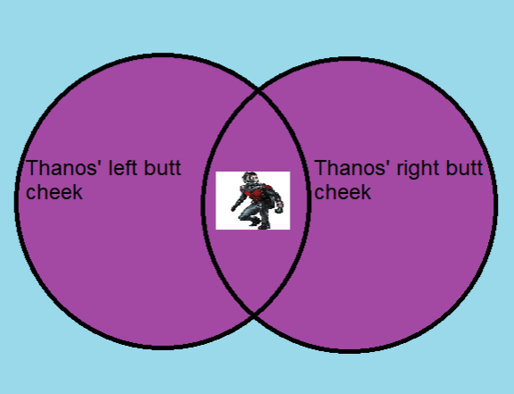 Funny Ant-Man and Thanos meme about Ant-Man flying up Thanos' butt