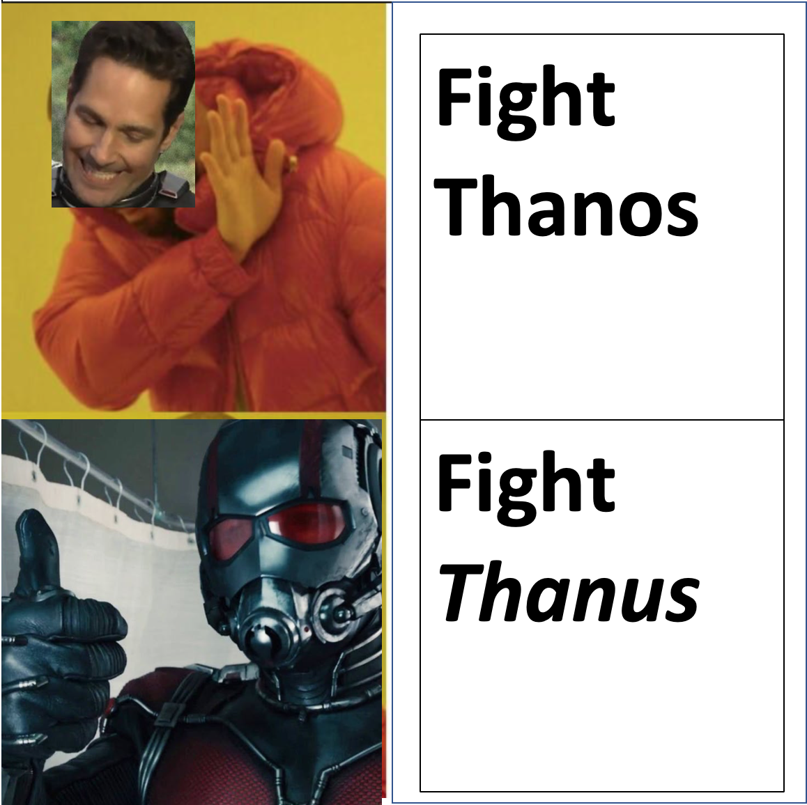 Ant man exploding inside Thanos meme