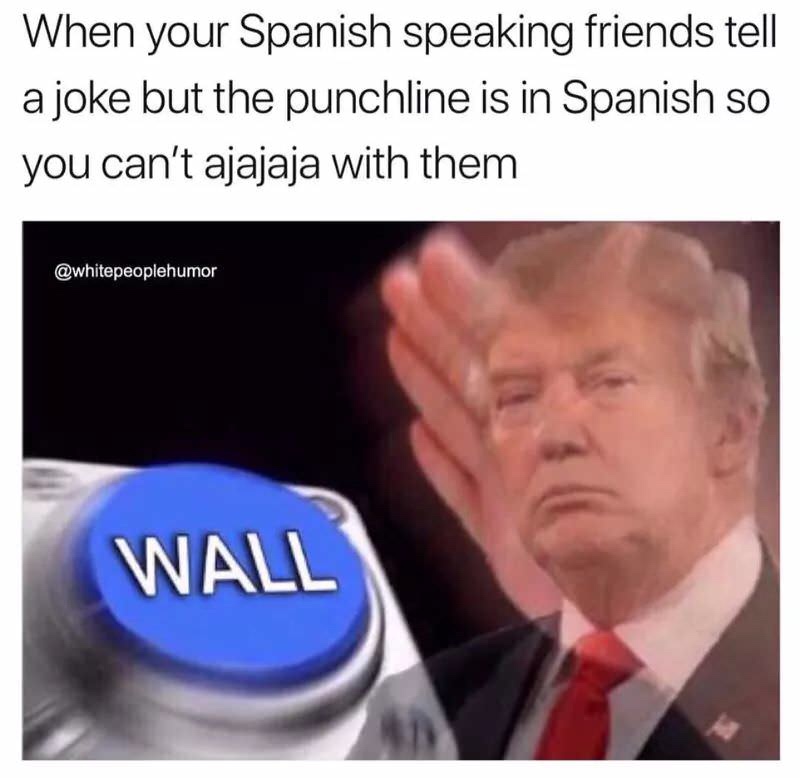 offensive memes - When your Spanish speaking friends tell a joke but the punchline is in Spanish so you can't ajajaja with them Wall