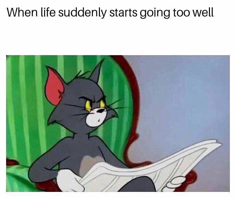 funny meme about life suddenly starts going too well - When life suddenly starts going too well