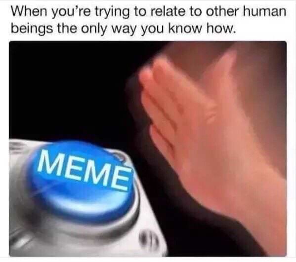 memes about loving memes - When you're trying to relate to other human beings the only way you know how. Meme