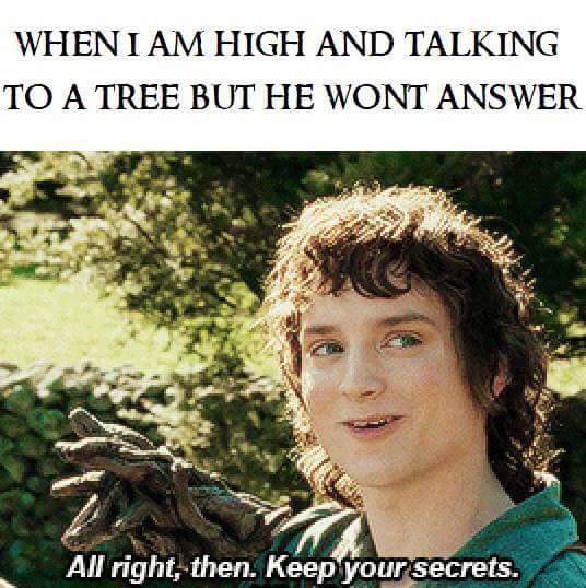 secret meme - When I Am High And Talking To A Tree But He Wont Answer All right, then. Keep your secrets.