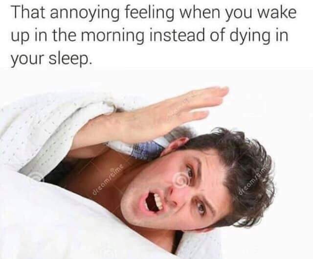 relationship meme of suicide memes wake up That annoying feeling when you wake up in the morning instead of dying in your sleep. dreamstime dreamster