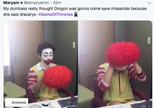 Game of Thrones Season 8 Episode 4 meme - My dumbass really thought Drogon was gonna come save missandei because she said dracarys